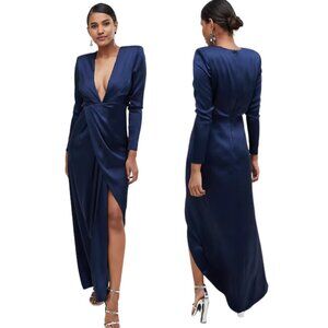 Women's Dress, Navy Blue Satin Maxi Dress, ASOS Brand Size 4